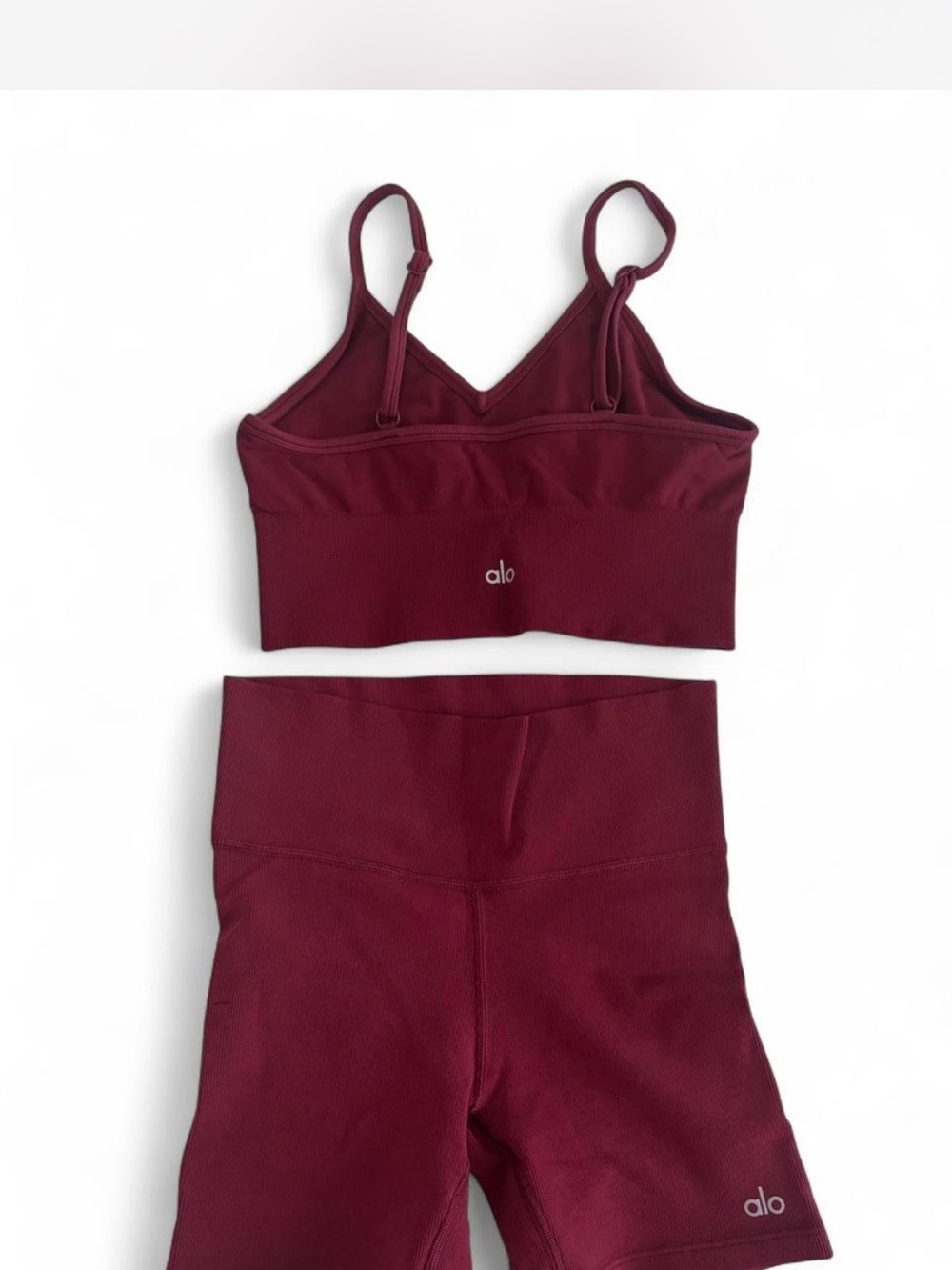 LIKE NEW ALO Yoga Burgundy Seamless Bra and Shorts